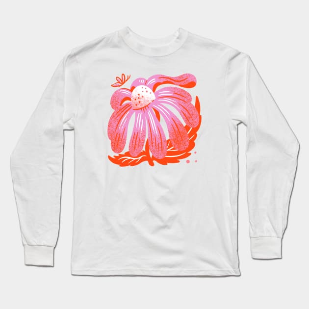 Orange pink Daisy Long Sleeve T-Shirt by JordanKay